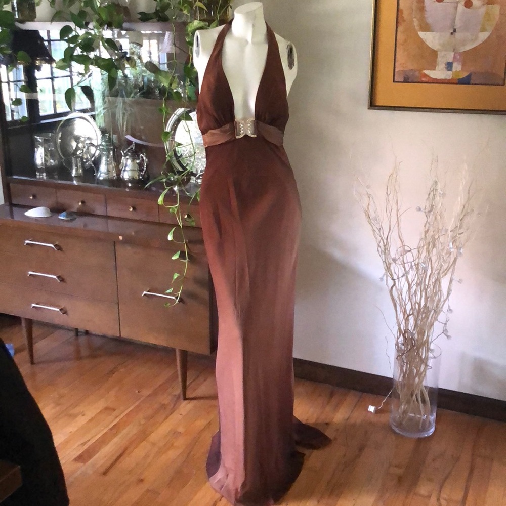 Cache Brown Halter Maxi Dress